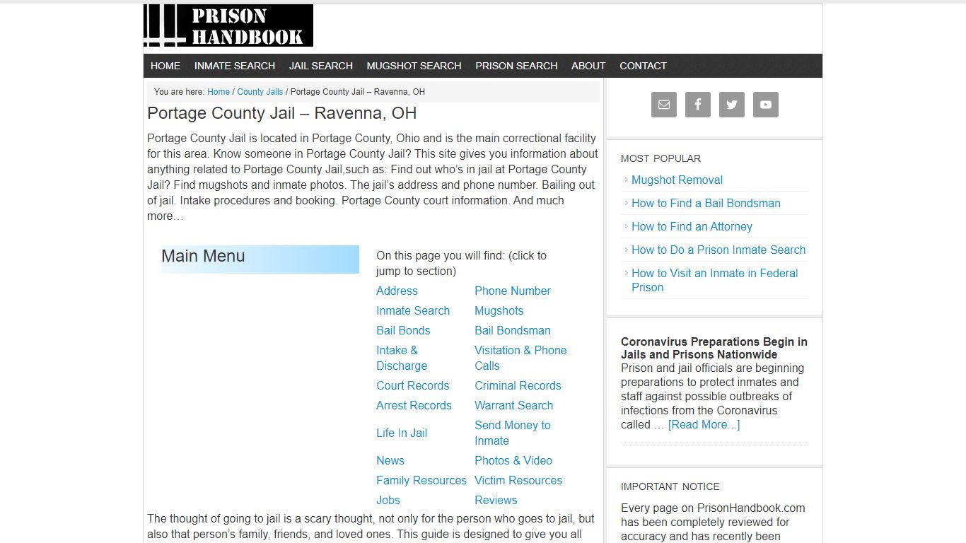 Portage County Jail – Ravenna, OH - Prison Handbook